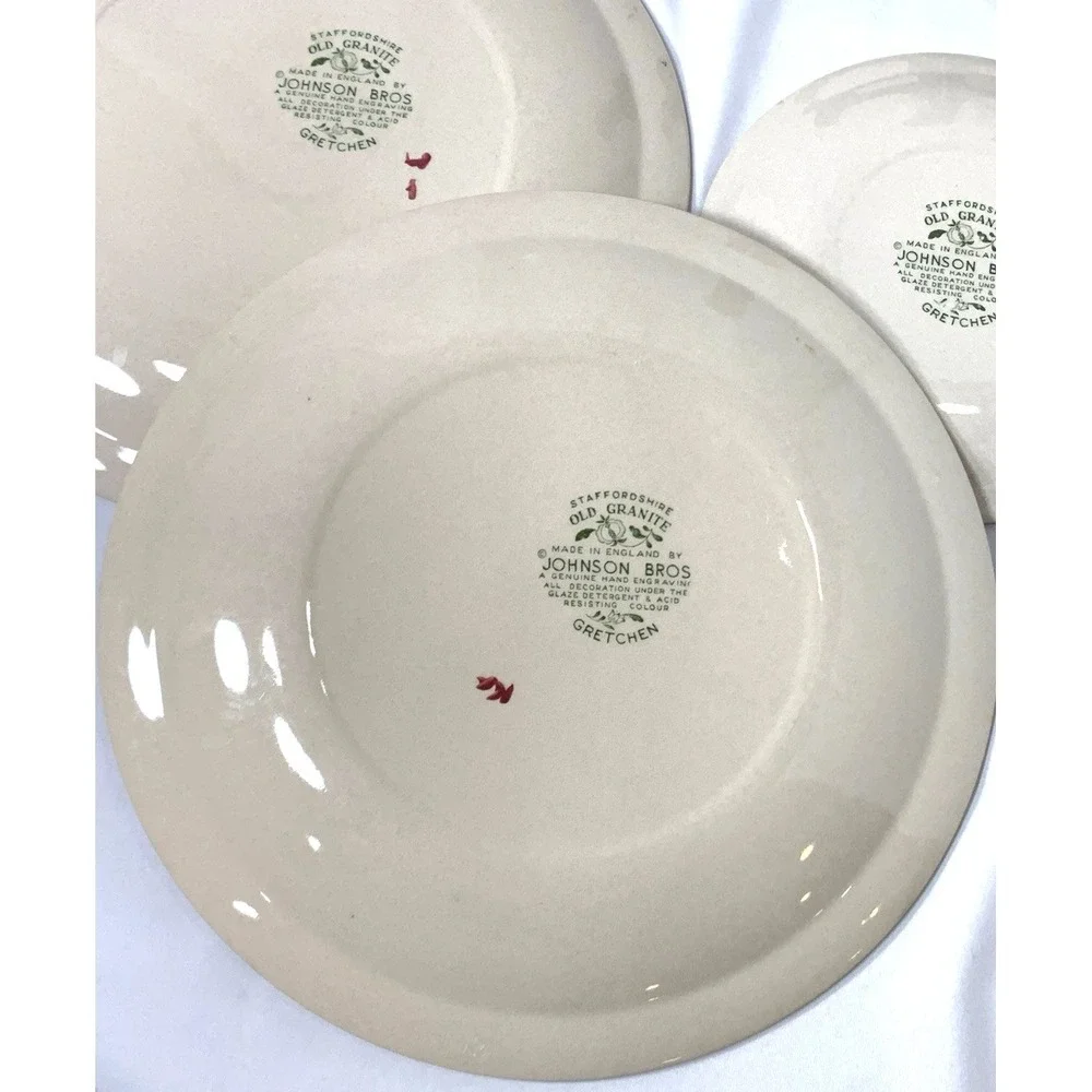 Johnson Brothers Plates Gretchen Staffordshire Old Granite 2 Dinner‎ + 1 Bread